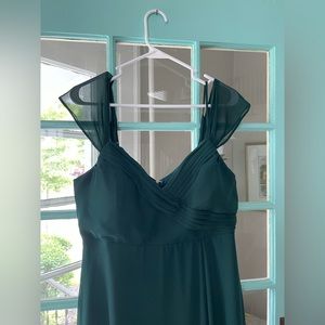 Birdy Grey emerald green chiffon bridesmaids dress sz L